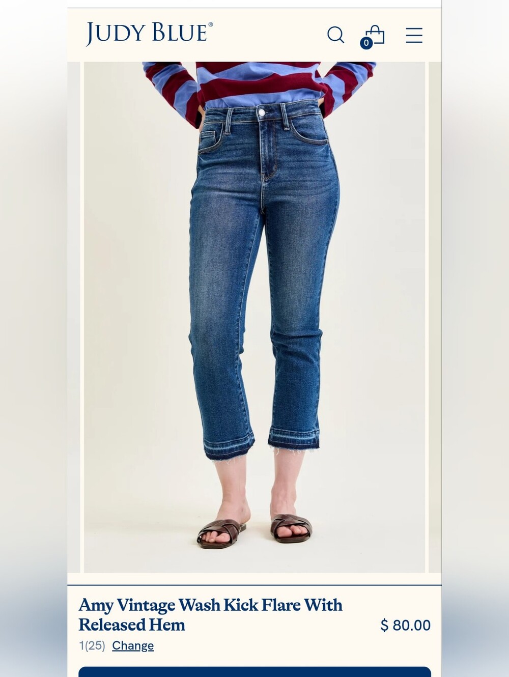 Judy Blue Amy Vintage Wash Cropped Kick Flare Jeans in Medium Blue